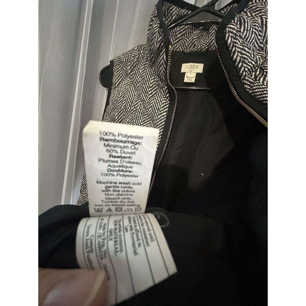 J Crew (S) Down Filled Vest Black Tan Puffer Double Zipper Women’s Size Small - Picture 9 of 15